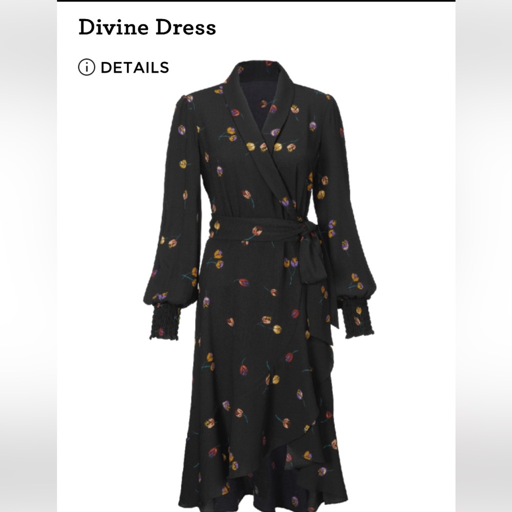 Floral Black Wrap Dress